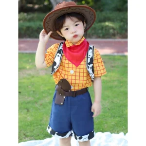 เซ็ตชุดคอสเพลย์เด็ก Disney ชุดแขนสั้นพร้อมหมวก สำหรับเด็กชาย อายุ 3-5 ขวบ