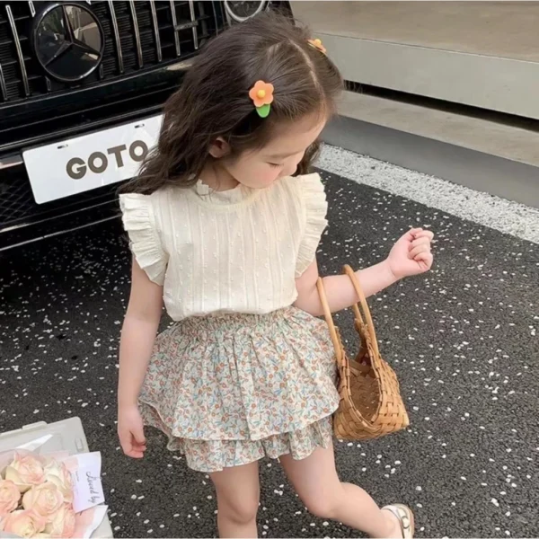 ชุดเซ็ทกระโปรงเด็กผู้หญิงมาใหม่ น่ารัก อายุ 5-6 ปี