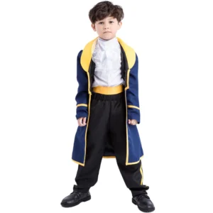 ชุดเจ้าชาย Regal พร้อมเสื้อโค้ทเสื้อเชิ้ตและกางเกงสำหรับการแสดงละครคอสเพลย์ สำหรับเด็กชายอายุ 5-7 ปี