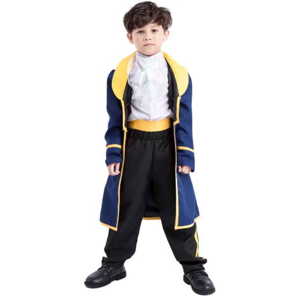 ชุดเจ้าชาย Regal พร้อมเสื้อโค้ทเสื้อเชิ้ตและกางเกงสำหรับการแสดงละครคอสเพลย์ สำหรับเด็กชายอายุ 5-7 ปี