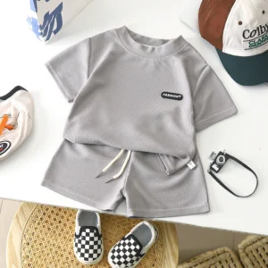 เสื้อผ้าเด็ก สไตล์เกาหลี ผ้าวาฟเฟิล ใส่ได้ทั้งเด็กชายและเด็กหญิง